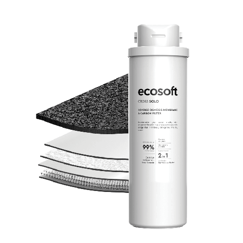 Osmoza inversa direct flow, Ecosoft CROSS Solo, 1.3 litri/min, cartus twist 2 in 1, membrana 500 GPD, ultracompact