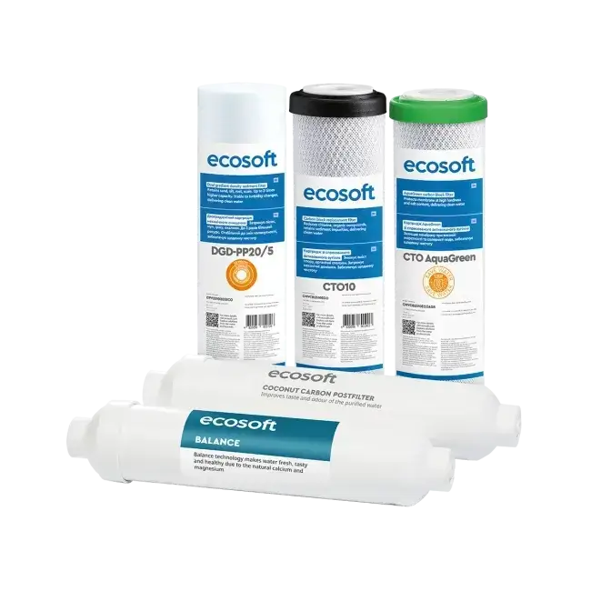 Set balance intermediar, 5 cartușe osmoză inversă premium, prefiltrare, postfiltrare și mineralizare Ca+Mg, 6 luni, standard 10
