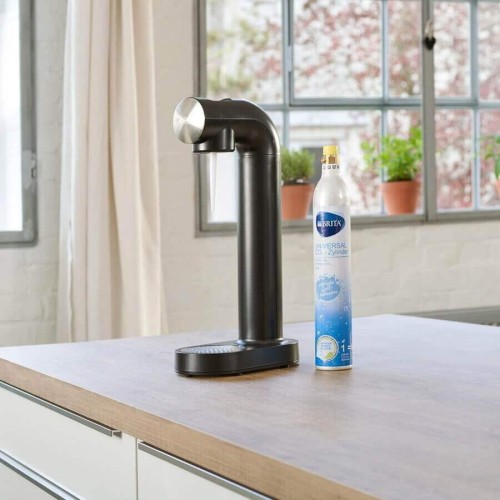 Aparat de sifon, BRITA SodaOne Negru, sticla 1 litru inclusa si butelie de CO2 cu filet
