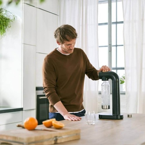 Aparat de sifon, BRITA SodaOne Negru, sticla 1 litru inclusa si butelie de CO2 cu filet