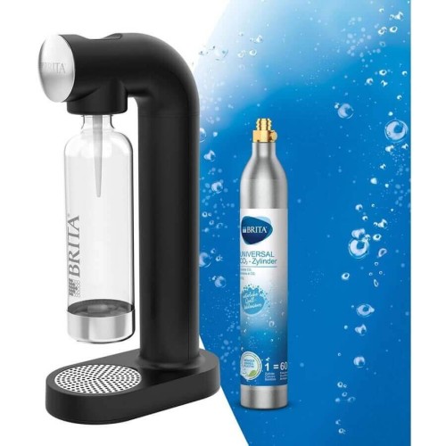 Aparat de sifon, BRITA SodaOne Negru, sticla 1 litru inclusa si butelie de CO2 cu filet