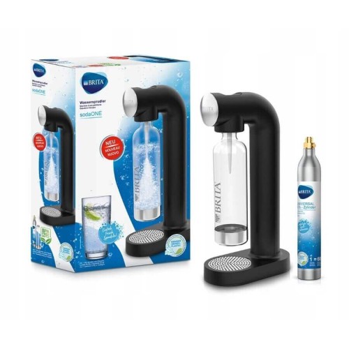 Aparat de sifon, BRITA SodaOne Negru, sticla 1 litru inclusa si butelie de CO2 cu filet