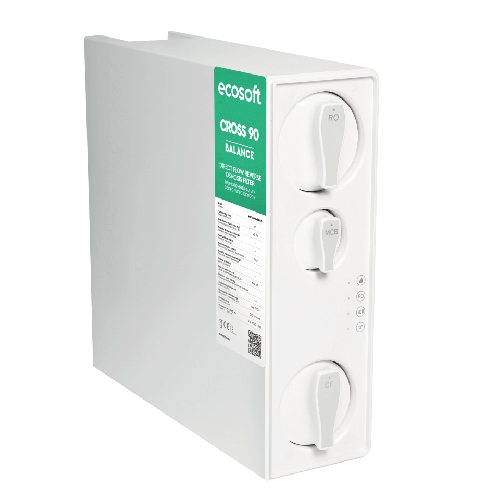 Osmoza inversa direct flow, Ecosoft Cross90 Balance, 1.5 litri/min, cartuse twist, membrana 600 GPD, remineralizare baterie smart cu indicator