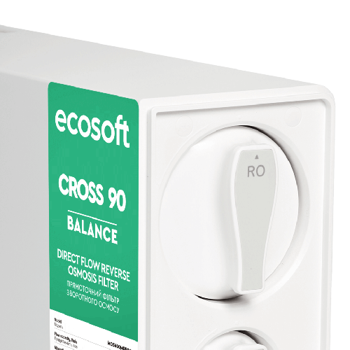Osmoza inversa direct flow, Ecosoft Cross90 Balance, 1.5 litri/min, cartuse twist, membrana 600 GPD, remineralizare baterie smart cu indicator