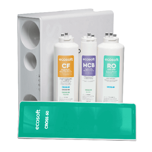 Osmoza inversa direct flow, Ecosoft Cross90 Balance, 1.5 litri/min, cartuse twist, membrana 600 GPD, remineralizare baterie smart cu indicator