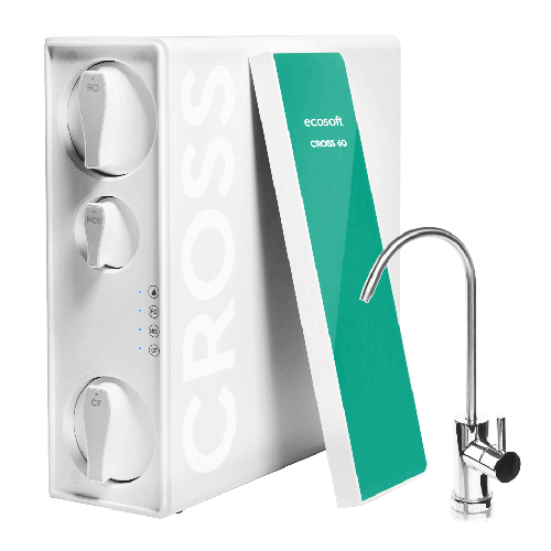 Osmoza inversa direct flow, Ecosoft Cross90 Balance, 1.5 litri/min, cartuse twist, membrana 600 GPD, remineralizare baterie smart cu indicator