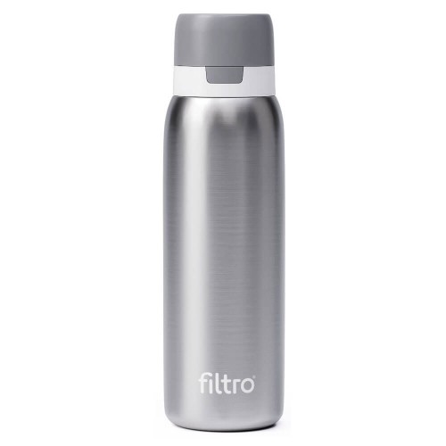 Termos cu cartuș carbon activ, THERMO PURE 740 CB, perete dublu cu vacuum pentru etansare optima pentru 12 ore, finisaj argintiu