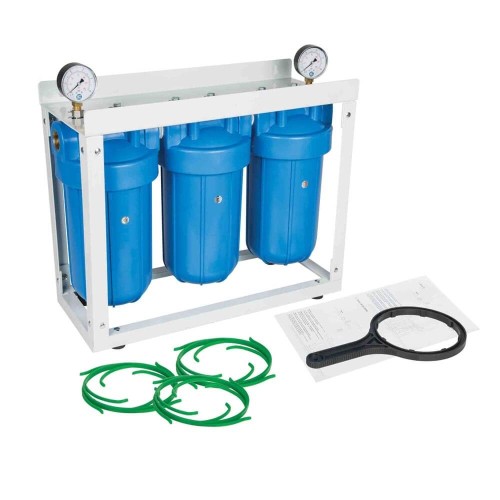 Set 3 carcase BIG BLUE 10″, cadru metalic, manometre si cheie
