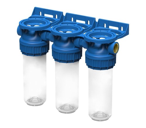 Set 3 carcase transparente, FILTRO Triplex TPP3P, conexiune din alama de 1