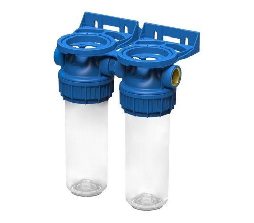 Set 2 carcase transparente, FILTRO Duplex DPP3P, conexiune din alama de 1