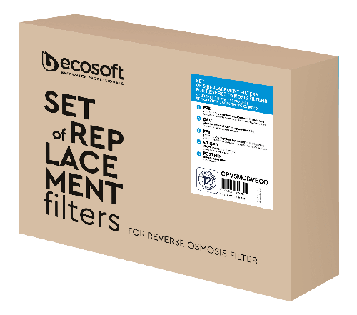 Set standard cu membrana 50 GPD, 3 cartuse de prefiltrare si mineralizator