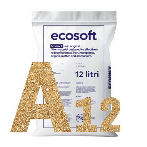 Rasina schimbatoare de ioni, ECOMIX A, sac 12 litri, eliminare duritate, fier, mangan, amoniu si materii organice moderate, capacitate schimb ioni de 35g CaCO3/litru