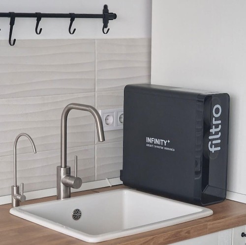 Osmoza inversa direct flow, FILTRO INFINITY+ DF1000, debit mare de 1000GPD, fara bazin, pompa booster, display TDS, cartuse cu sistem twist