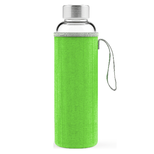 Recipient sport din sticla, cu protectie verde, volum 0.53 litri