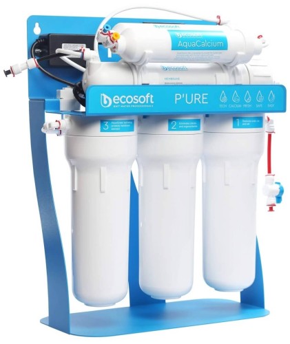 Osmoza inversa premium, Ecosoft Calcium MO675MACPSECO, pompa de presiune pe cadru metalic, 75 GPD, 6 stadii cu remineralizare cu calciu si postcarbune