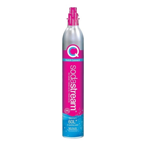 Butelie de rezerva SodaStream Quick, 400 grame CO2, 60-80 litri de sifon, culoare roz si supapa cu quick