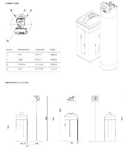 Statie dedurizare automata, Clack PRO 1354, valva volumetrica premium, tank simplex 13x54, fara material filtrant