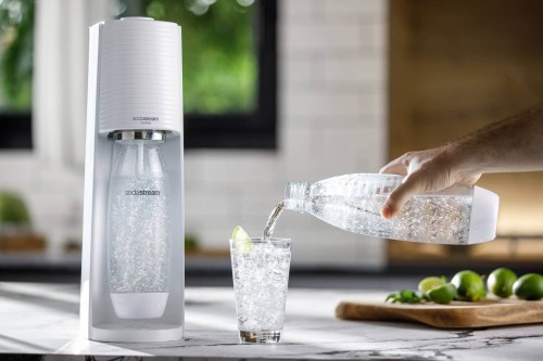 Aparat de sifon, SodaStream Terra White, cu butelie de CO2 si sticla quick connect