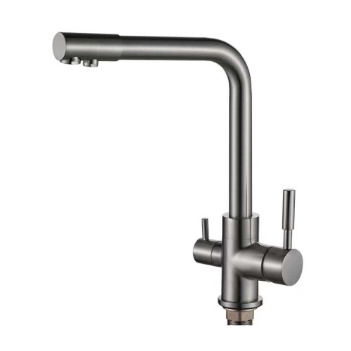 Baterie de bucătărie cu 3 căi, Premier Tall Graphite, finisaj gri graphite, flux separat apă filtrată și apă menajeră