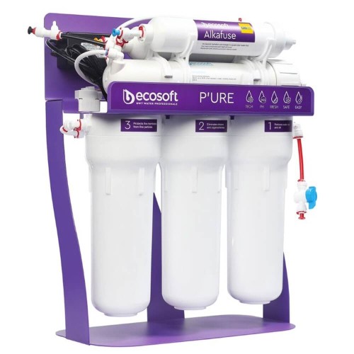 Osmoza inversa premium, Ecosoft Alkafuse MO675ALCPUREDTW, pompa de presiune pe cadru metalic, 75 GPD, 6 stadii cu alcalinizare si crestere PH 7-10
