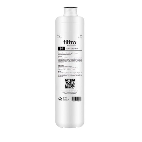 Filtru din polipropilena, FILTRO Glaciar PP, eliminare sedimente si particule mai mari de 1 micron, conectare usoara twist