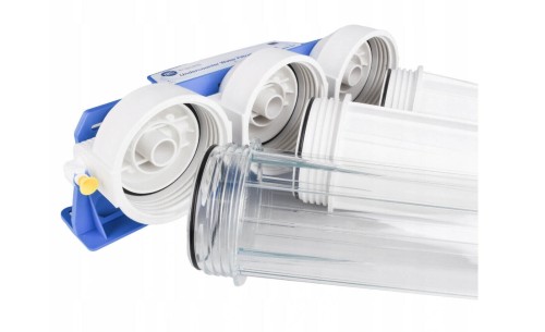 Sistem de microfiltrare, Aquafilter FP3-K1, 3 stadii cu cartușe clasice, carcasă transparentă, baterie inclusă