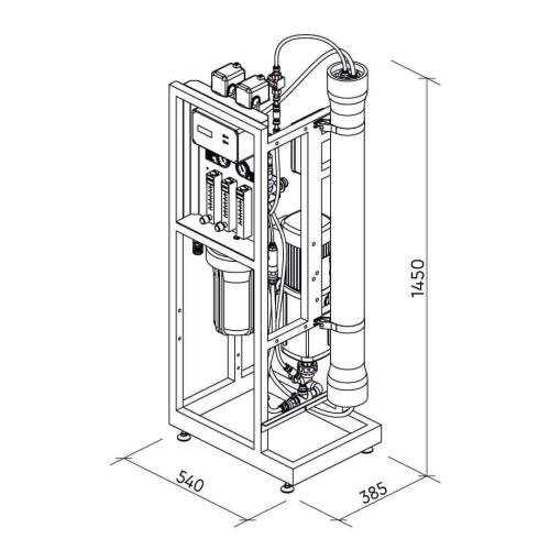 Osmoza inversa industriala, Ecosoft MO6500TI6, profesionala, carcasa pentru 1 membrana de 4