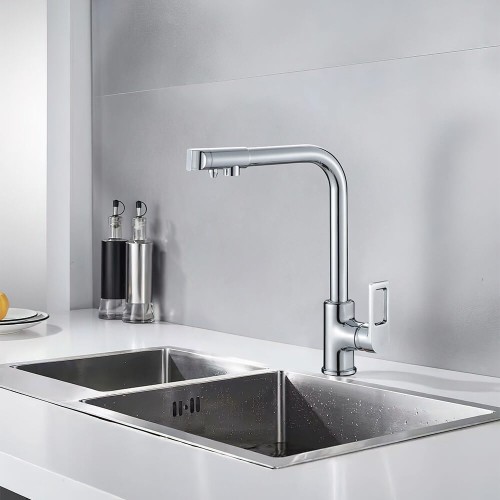 Baterie cu 3 cai, PREMIER 3CC TOP, finisaj cromat, robinet de apa filtrata jos