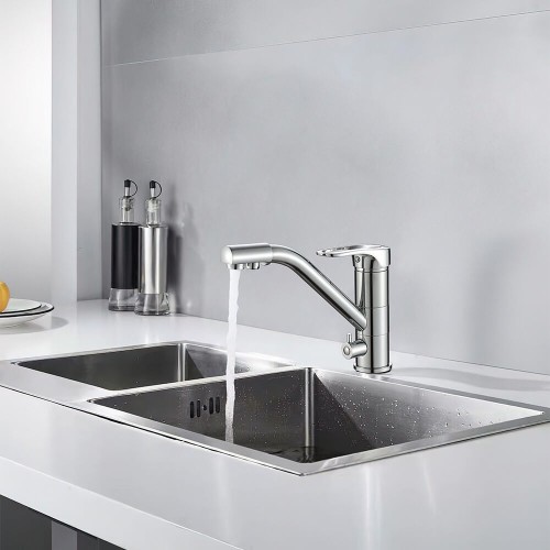 Baterie cu 3 cai, PREMIER 3CC COMPACT, finisaj cromat, robinet de apa filtrata jos