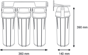 Sistem de ultrafiltrare si alcalinizare, FILTRO UF4 ALCALIN, 3 carcase clasice, membrana de ultrafiltrare 0.02 microni si cartus de crestere PH prin mineralizare