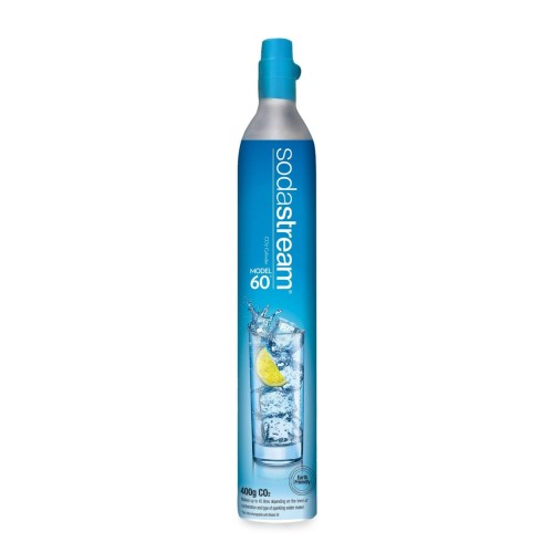 Butelie de rezerva SodaStream Screw, 425 grame CO2, aprox. 60 litri de sifon, culoare albastra si supapa cu filet