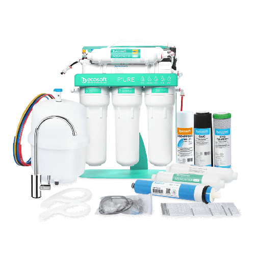 Osmoza inversa premium, Ecosoft Calcium MINT MO675PSMACECO, pompa de presiune pe cadru metalic, 75 GPD, 6 stadii cu remineralizare cu calciu si postcarbune