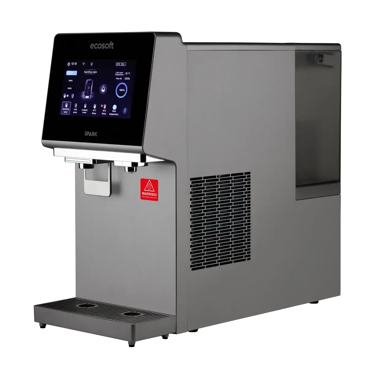 Dozator de apa, Ecosoft Spark, purificare prin osmoza inversa, sterilizare UV, apa rece/calda/carbo, alimentare directa de la retea sau din rezervor