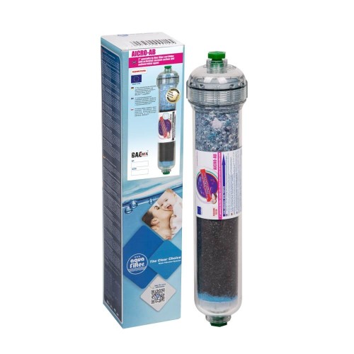 Filtru inline din carbune activat granular si polipropilena, AquaFilter AICRO-AB, transparent, 10.8