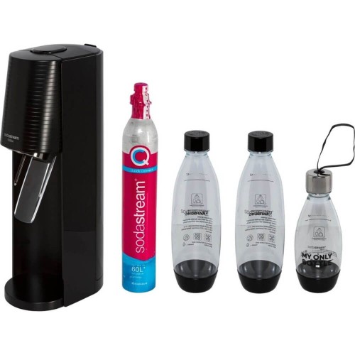 Aparat de sifon, SodaStream Terra Black, 3 sticle incluse si butelie CO2 quick