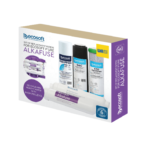 Set alkafuse intermediar, 5 cartușe osmoză inversă premium, prefiltrare și dublă mineralizare pH+, 6 luni, standard 10