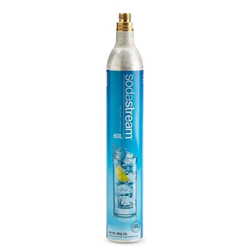 Cilindru gol SodaStream Screw, fara CO2, din aluminium, culoare albastra si supapa cu filet