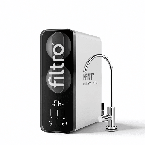Osmoza inversa direct flow, FILTRO INFINITY Connect+, conexiune WiFi, debit mare de 600GPD, fara bazin, pompa booster, display TDS, cartuse cu sistem twist