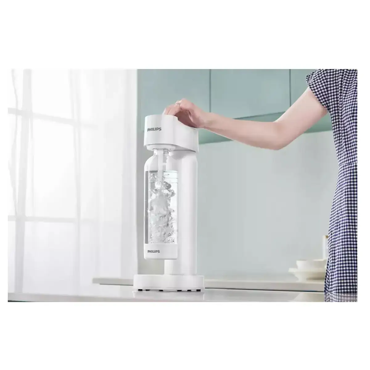Aparat de sifon, Philips Soda Maker, sticla 1 litru inclusa si butelie de CO2 cu filet, alb