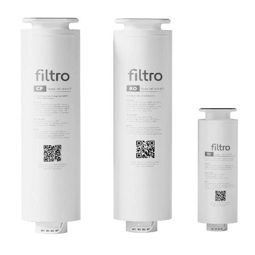 Cartuș de filtrare 2 în 1 cu sistem twist, stadiul 1, polipropilenă cu grad variabil de filtrare, carbune activat din coajă de nucă de cocos, pentru sistemul FILTRO INFINITY Alk+ DF800