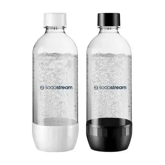 Set 2 sticle carbonatare, SodaStream, plastic, volum 1L, culoare alb si negru