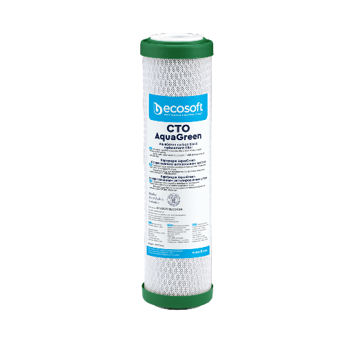 Cartus din carbune activat bloc, FILTRO AquaGreen CTO, din coaja de nuca de cocos, cu granule pentru protectie anticalcar, 10