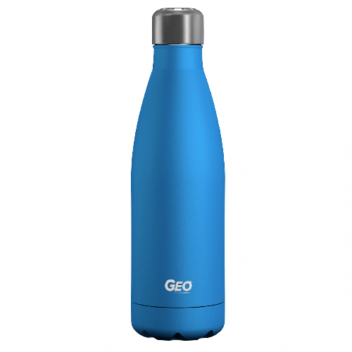 Recipient din inox cu perete dublu, termorezistent, culoare mata albastru ocean, volum 0.5 litri, pentru bauturi calde si reci