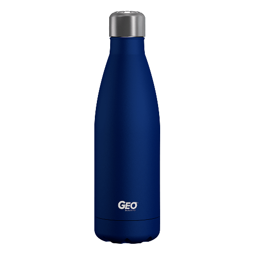 Recipient din inox cu perete dublu, termorezistent, culoare albastru inchis, volum 0.5 litri, pentru bauturi calde si reci