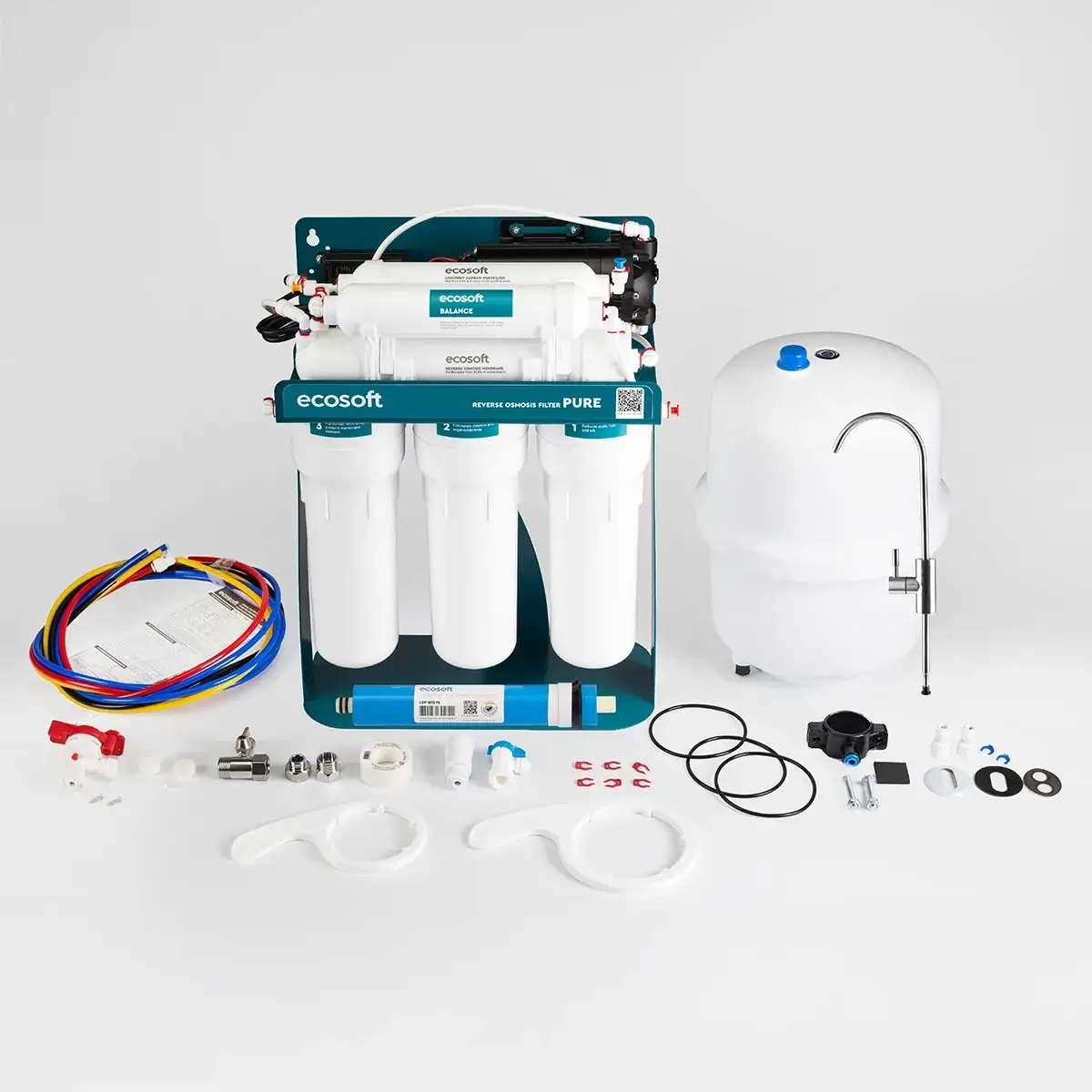 Osmoza inversa premium, Ecosoft Balance PRO, pompa de presiune, cadru metalic, 6 stadii, 75 GPD, remineralizare optima si eficienta ridicata