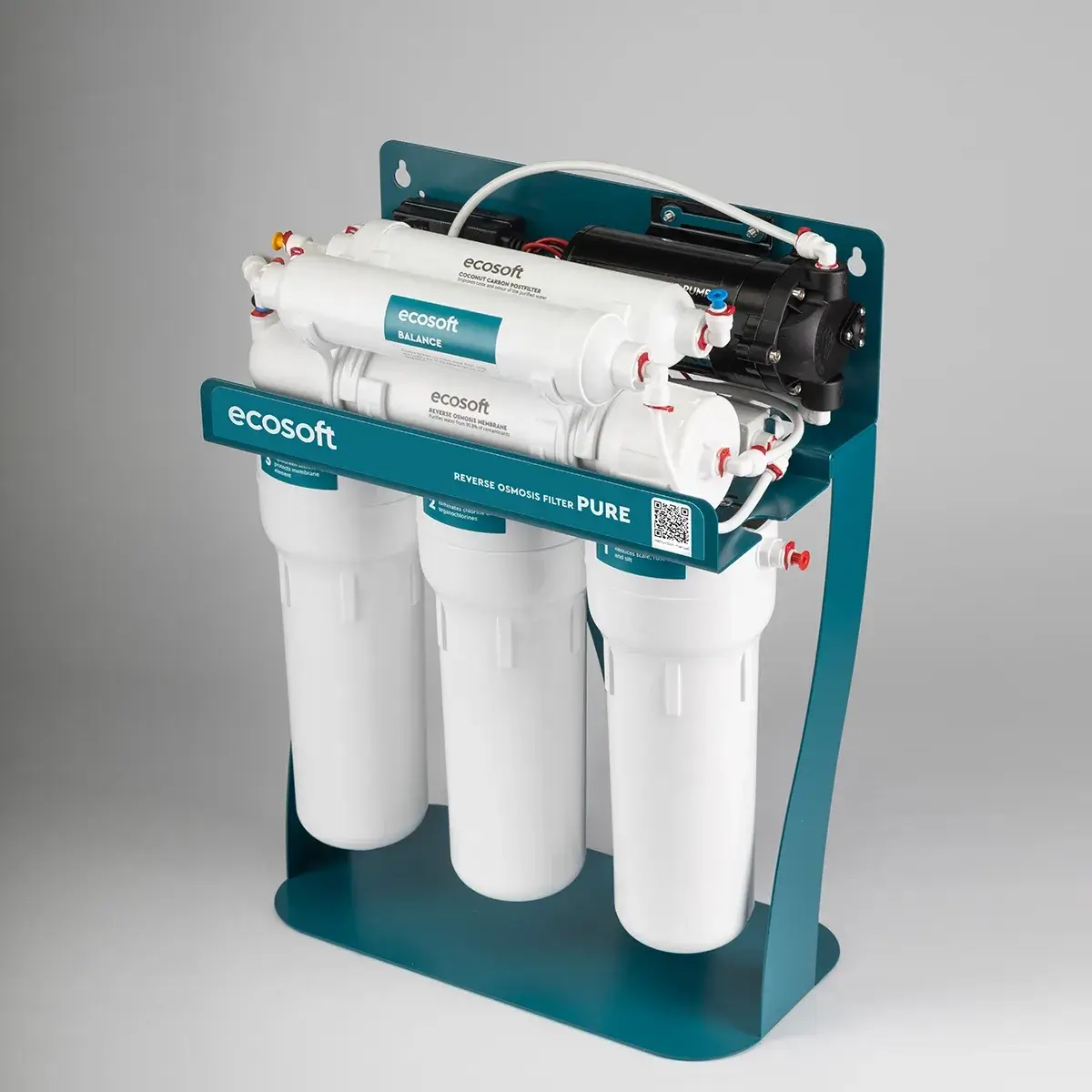 Osmoza inversa premium, Ecosoft Balance PRO, pompa de presiune, cadru metalic, 6 stadii, 75 GPD, remineralizare optima si eficienta ridicata