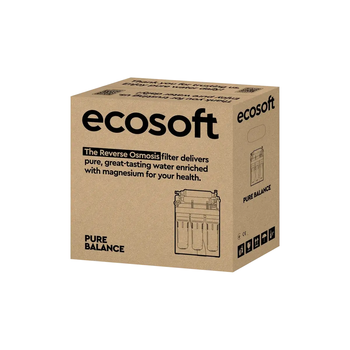Osmoza inversa premium, Ecosoft Balance PRO, pompa de presiune, cadru metalic, 6 stadii, 75 GPD, remineralizare optima si eficienta ridicata