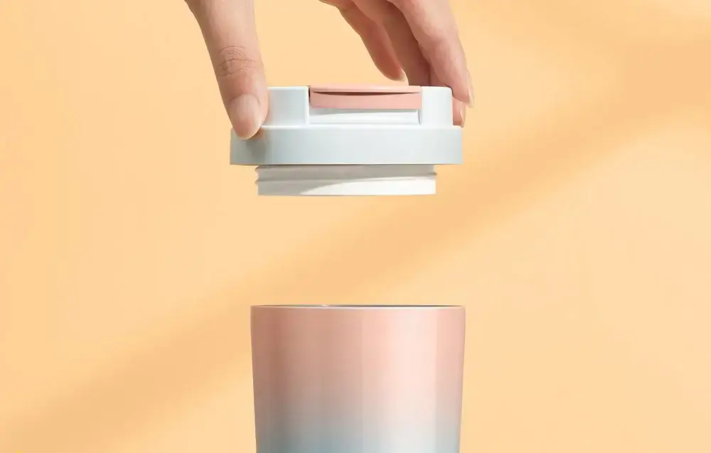 Blender portabil cu functie de termos, 300 ml, 18000 RPM, 50W, acumulator 1500 mAh, albastru/roz