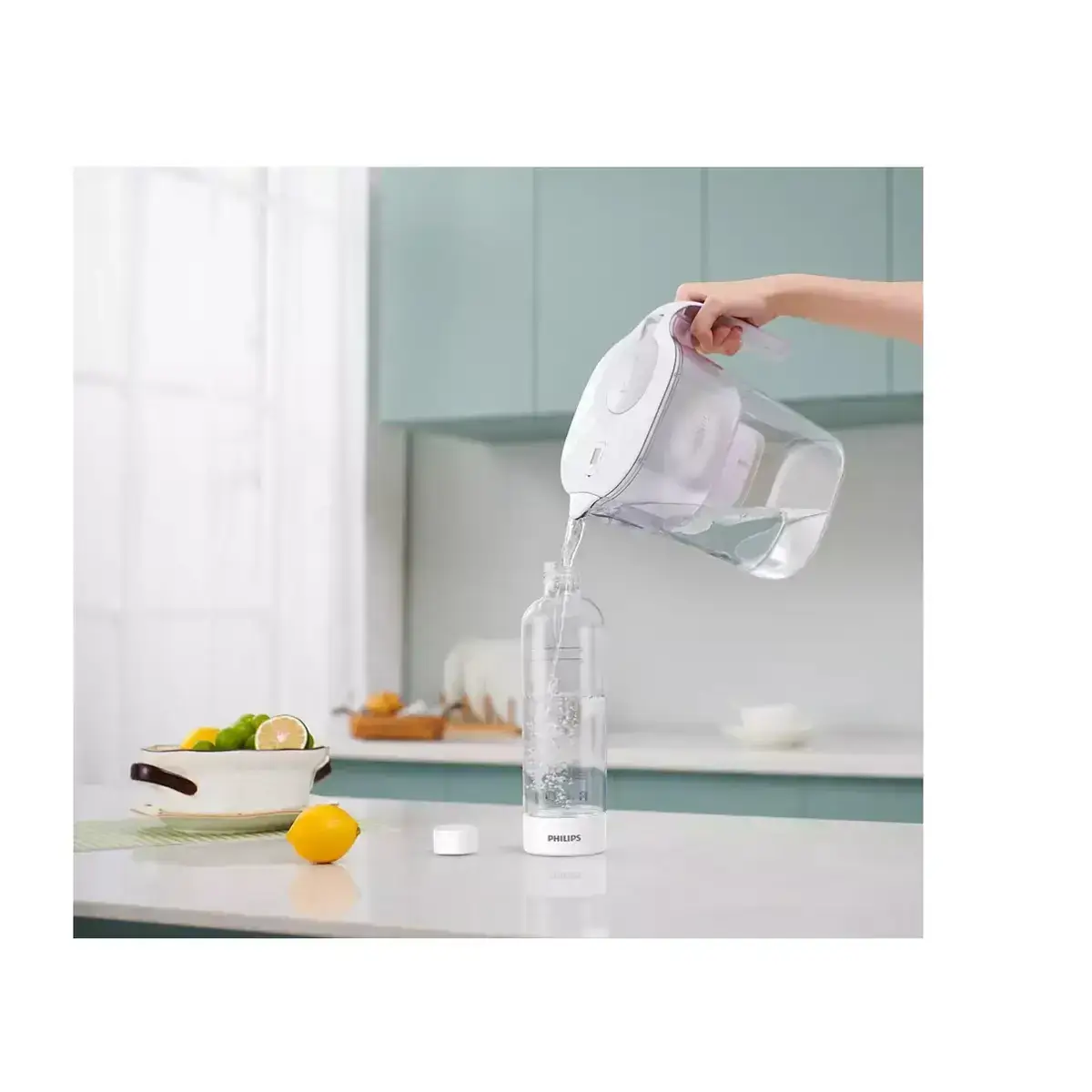 Aparat de sifon, Philips Soda Maker, sticla 1 litru inclusa si butelie de CO2 cu filet, alb