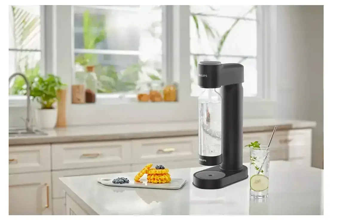 Aparat de sifon, Philips Soda Maker, sticla 1 litru inclusa si butelie de CO2 cu filet, negru